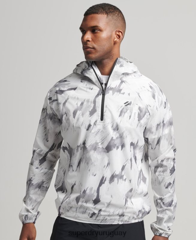 uy Superdry hombres chaqueta impermeable ligera run gris DT2N8Z5401 ropa