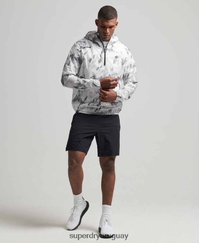 uy Superdry hombres chaqueta impermeable ligera run gris DT2N8Z5401 ropa