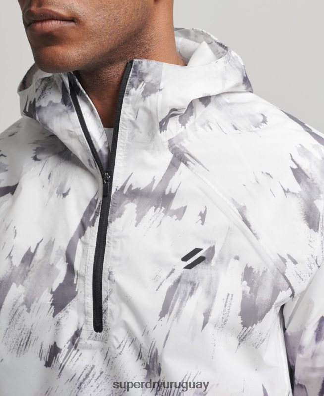 uy Superdry hombres chaqueta impermeable ligera run gris DT2N8Z5401 ropa