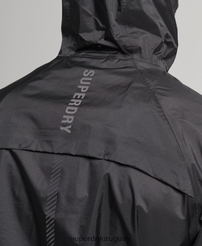 uy Superdry hombres chaqueta impermeable ligera run negro DT2N8Z5363 ropa