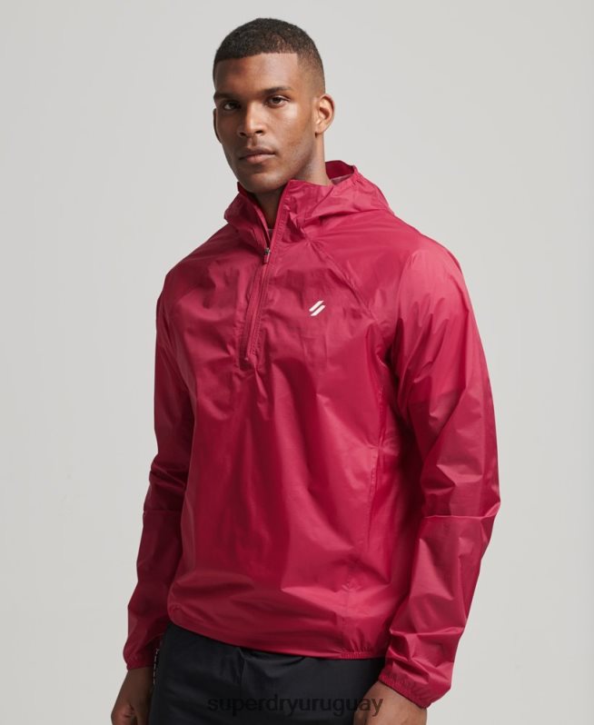 uy Superdry hombres chaqueta impermeable ligera run rojo DT2N8Z4623 ropa
