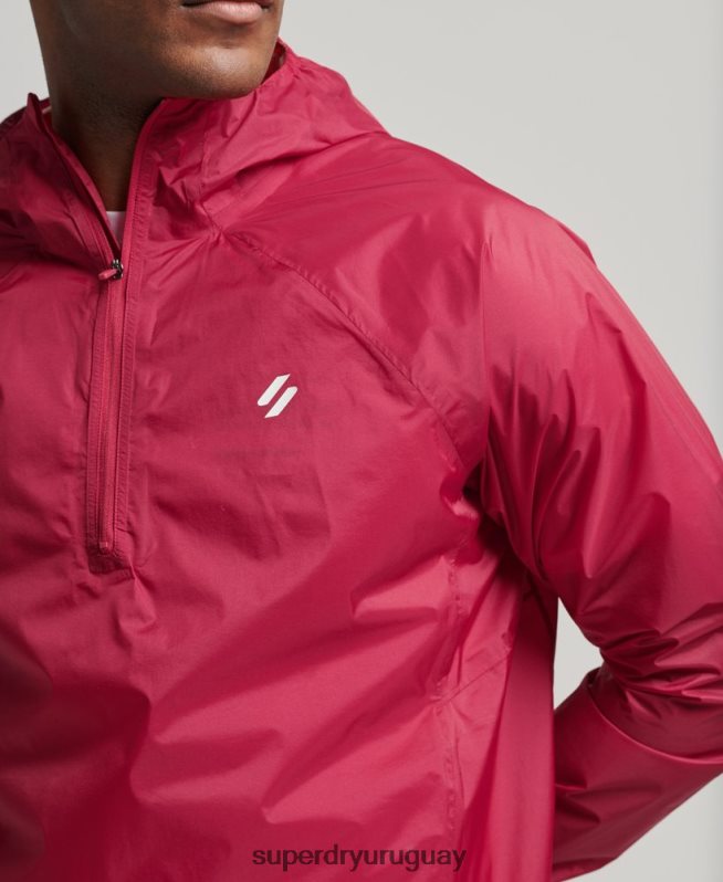 uy Superdry hombres chaqueta impermeable ligera run rojo DT2N8Z4623 ropa