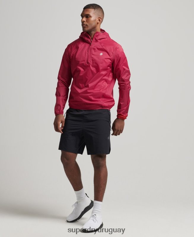 uy Superdry hombres chaqueta impermeable ligera run rojo DT2N8Z4623 ropa