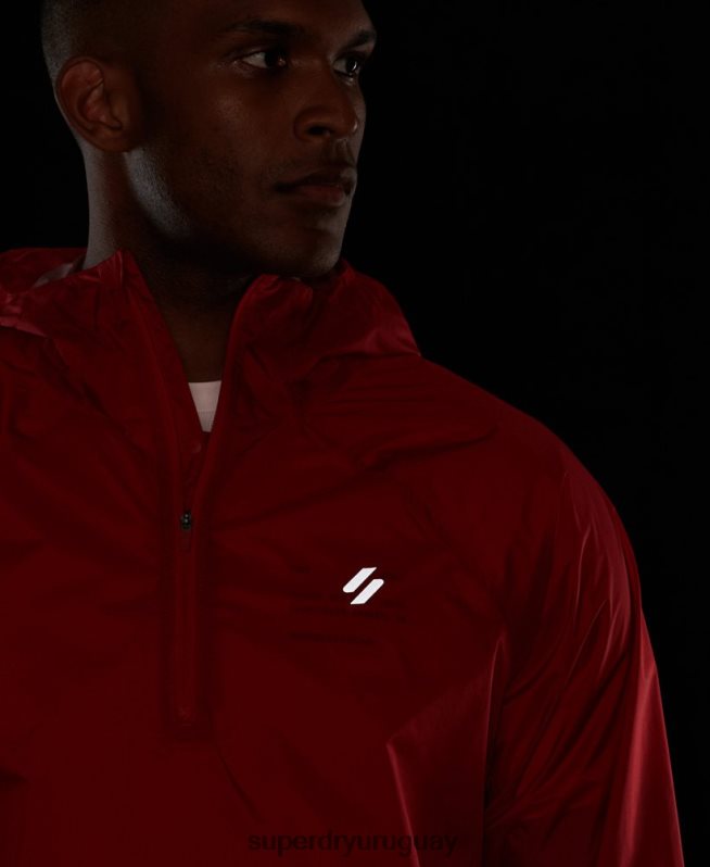 uy Superdry hombres chaqueta impermeable ligera run rojo DT2N8Z4623 ropa