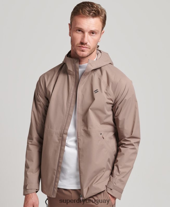 uy Superdry hombres chaqueta impermeable marrón DT2N8Z4723 ropa