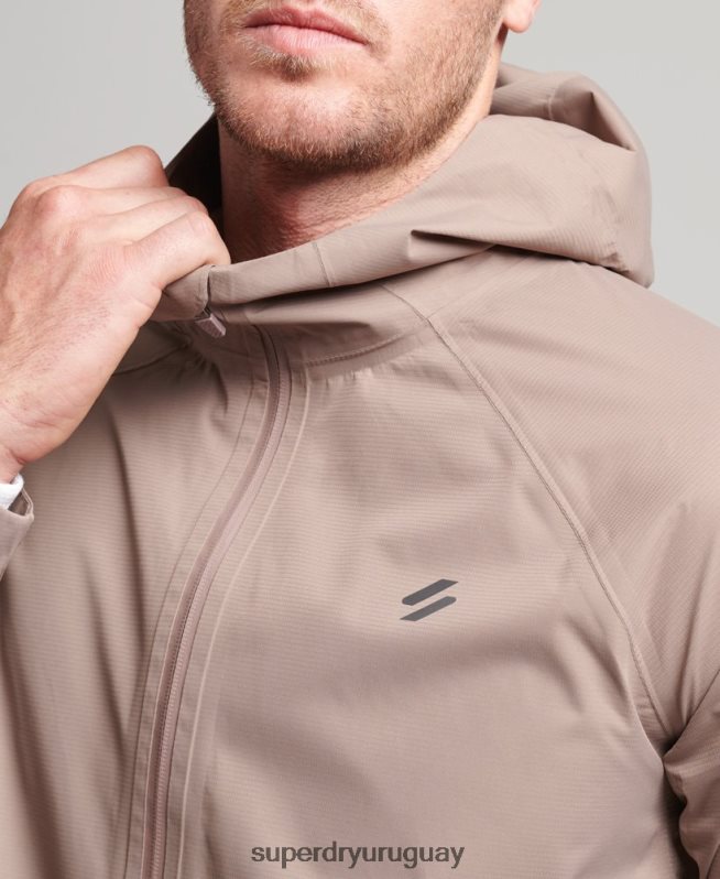 uy Superdry hombres chaqueta impermeable marrón DT2N8Z4723 ropa