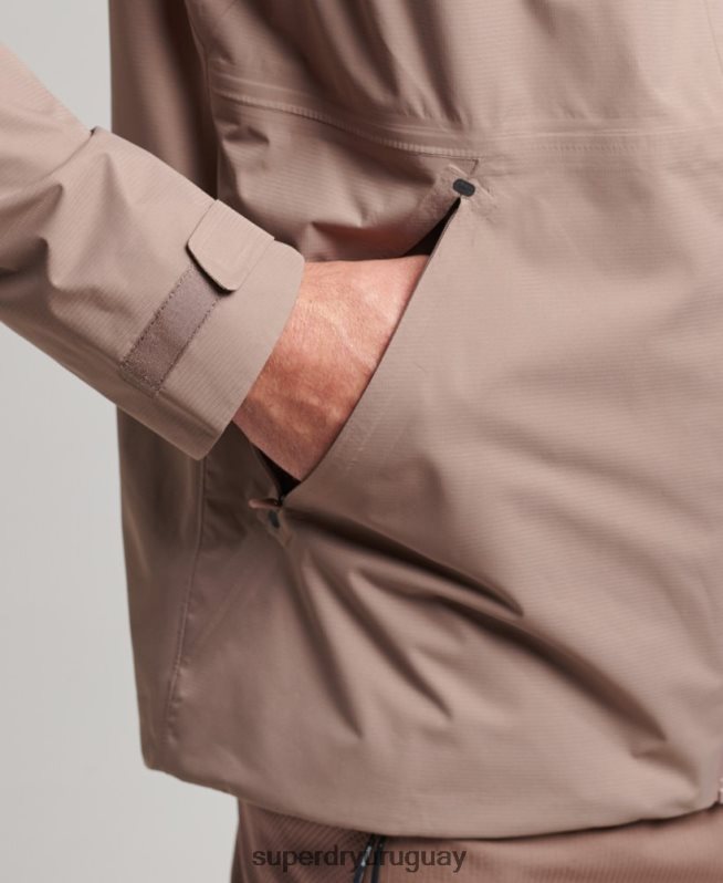uy Superdry hombres chaqueta impermeable marrón DT2N8Z4723 ropa