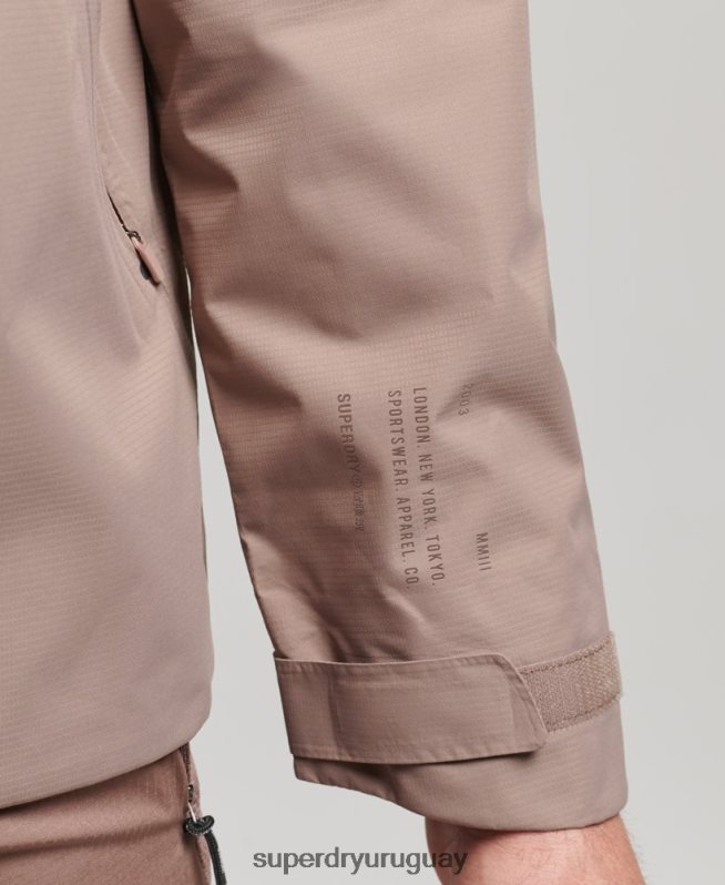 uy Superdry hombres chaqueta impermeable marrón DT2N8Z4723 ropa
