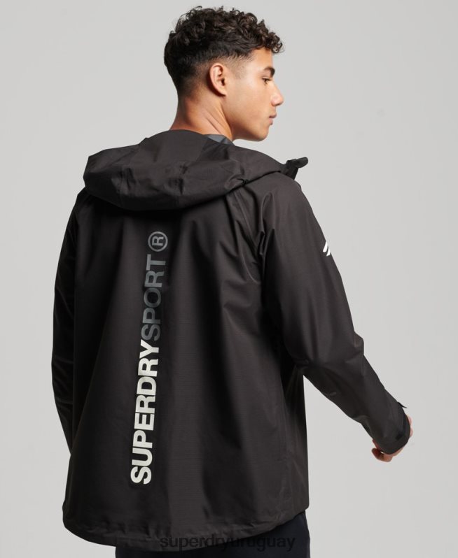 uy Superdry hombres chaqueta impermeable negro DT2N8Z1104 ropa
