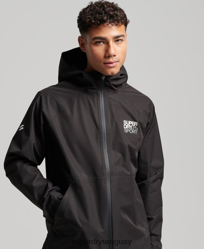 uy Superdry hombres chaqueta impermeable negro DT2N8Z1104 ropa