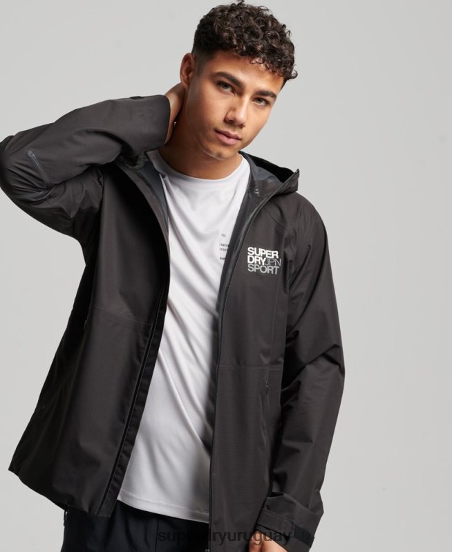 uy Superdry hombres chaqueta impermeable negro DT2N8Z1104 ropa