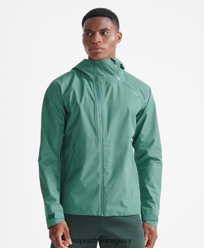 uy Superdry hombres chaqueta impermeable tren asimétrica verde DT2N8Z5399 ropa