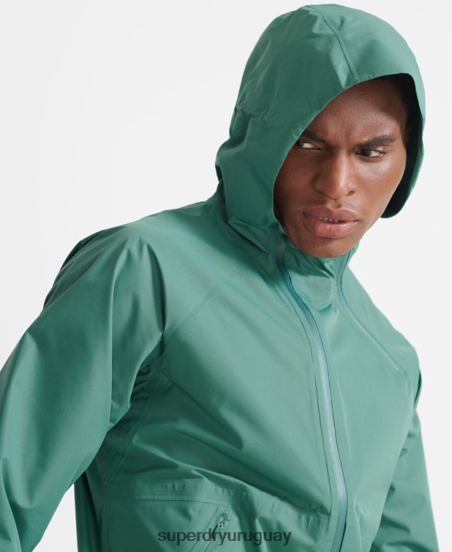 uy Superdry hombres chaqueta impermeable tren asimétrica verde DT2N8Z5399 ropa
