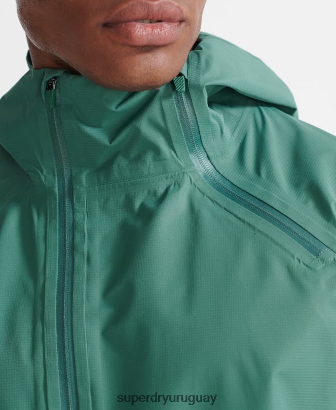 uy Superdry hombres chaqueta impermeable tren asimétrica verde DT2N8Z5399 ropa