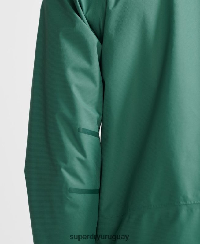 uy Superdry hombres chaqueta impermeable tren asimétrica verde DT2N8Z5399 ropa