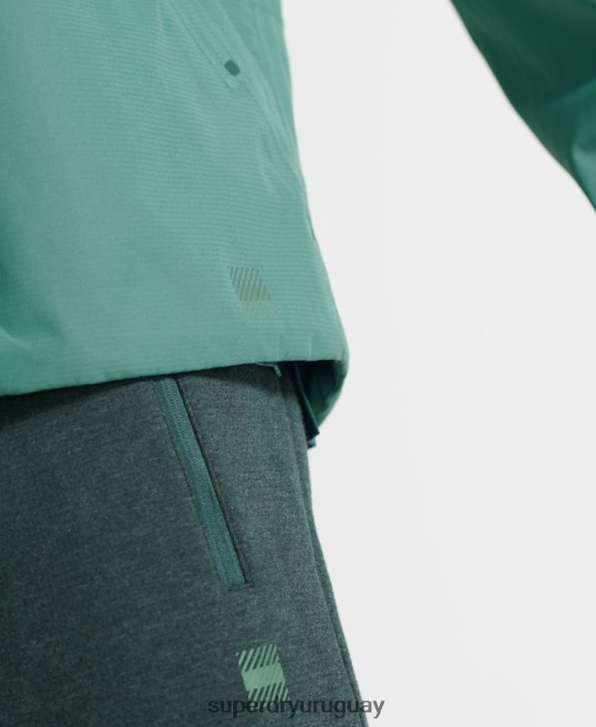 uy Superdry hombres chaqueta impermeable tren asimétrica verde DT2N8Z5399 ropa