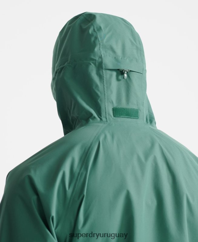 uy Superdry hombres chaqueta impermeable tren asimétrica verde DT2N8Z5399 ropa