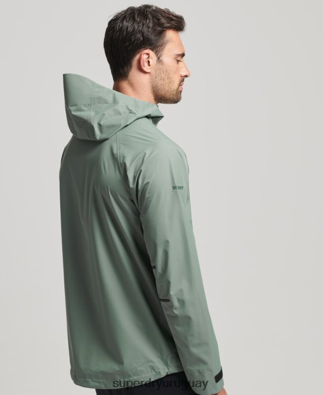 uy Superdry hombres chaqueta impermeable verde DT2N8Z4635 ropa