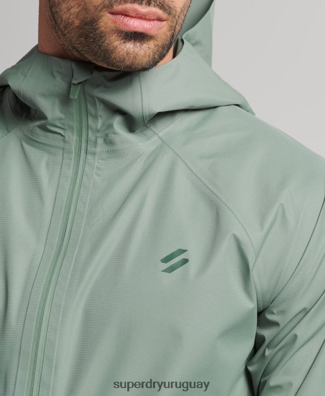 uy Superdry hombres chaqueta impermeable verde DT2N8Z4635 ropa