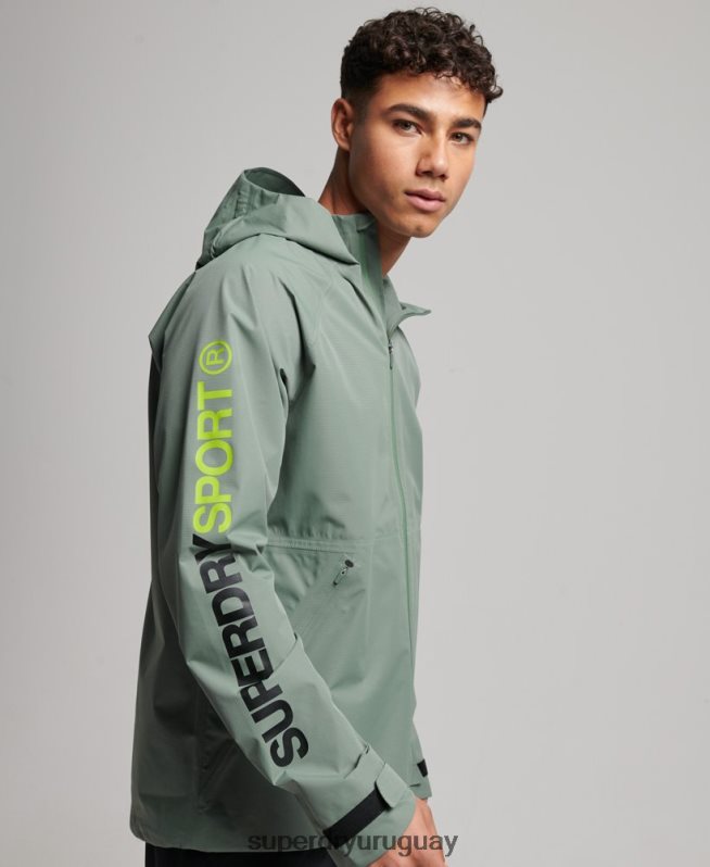 uy Superdry hombres chaqueta impermeable verde DT2N8Z961 ropa