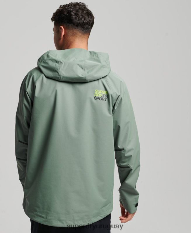 uy Superdry hombres chaqueta impermeable verde DT2N8Z961 ropa