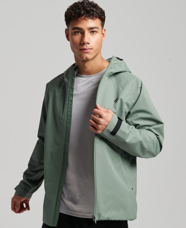 uy Superdry hombres chaqueta impermeable verde DT2N8Z961 ropa