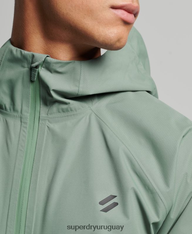 uy Superdry hombres chaqueta impermeable verde DT2N8Z961 ropa