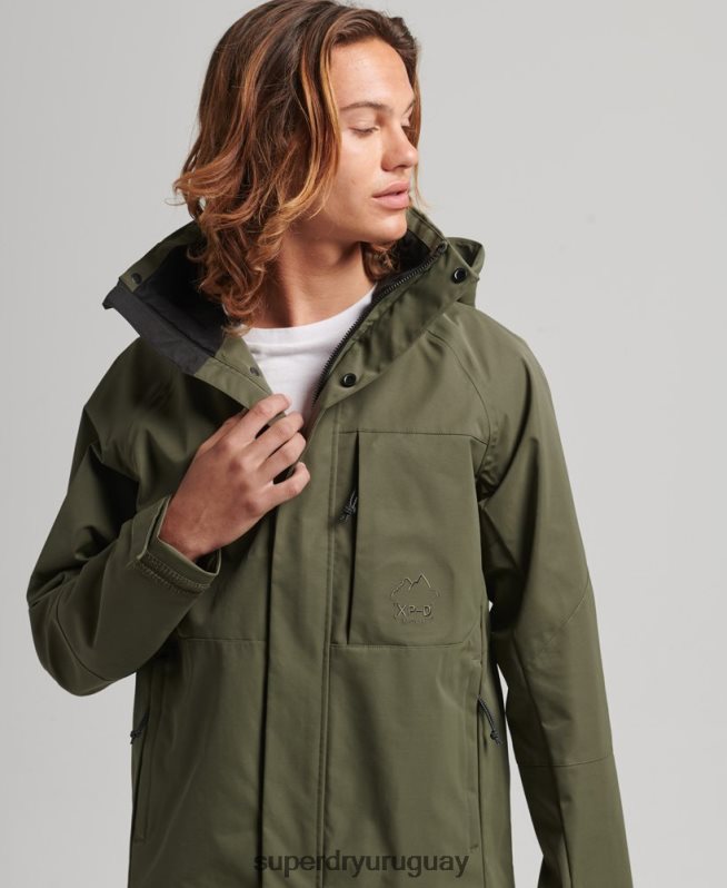 uy Superdry hombres chaqueta impermeable xpd caqui DT2N8Z4693 ropa