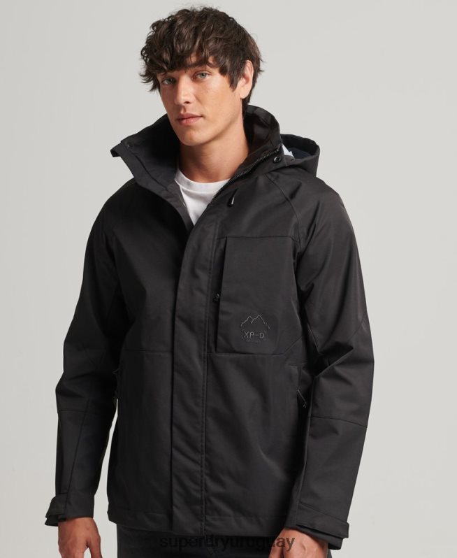 uy Superdry hombres chaqueta impermeable xpd negro DT2N8Z4553 ropa