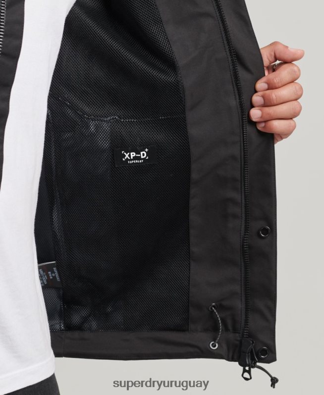 uy Superdry hombres chaqueta impermeable xpd negro DT2N8Z4553 ropa