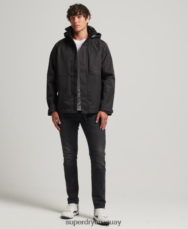 uy Superdry hombres chaqueta impermeable xpd negro DT2N8Z4553 ropa