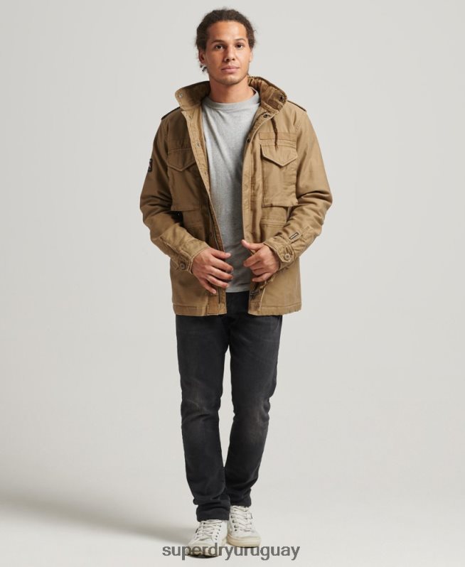uy Superdry hombres chaqueta militar con forro de borreguito de campo m65 broncearse DT2N8Z4470 ropa