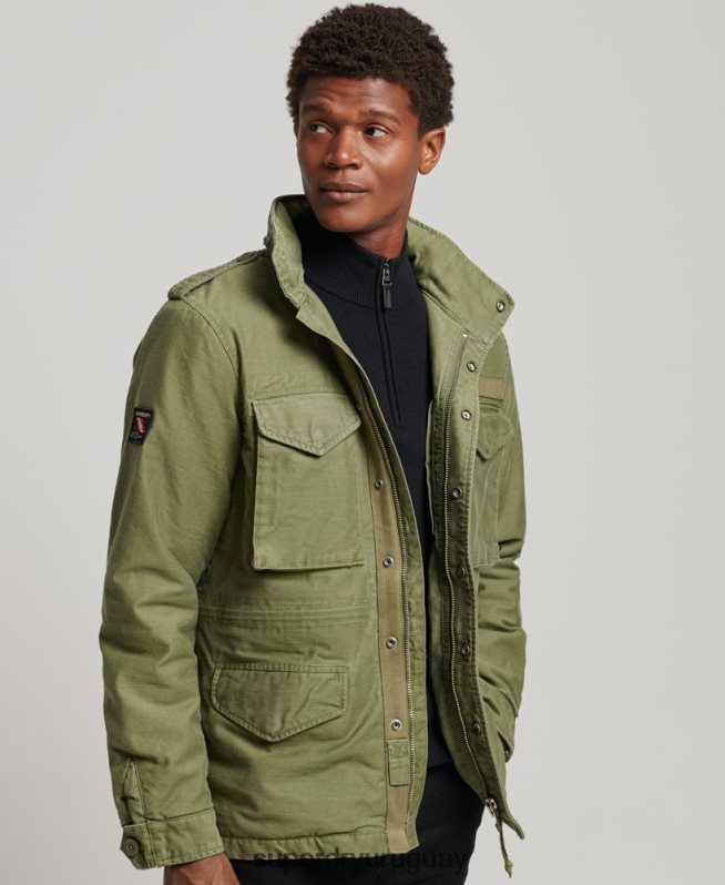 uy Superdry hombres chaqueta militar con forro de borreguito de campo m65 caqui DT2N8Z4689 ropa