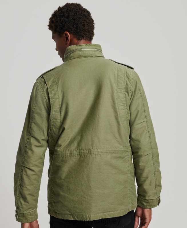 uy Superdry hombres chaqueta militar con forro de borreguito de campo m65 caqui DT2N8Z4689 ropa
