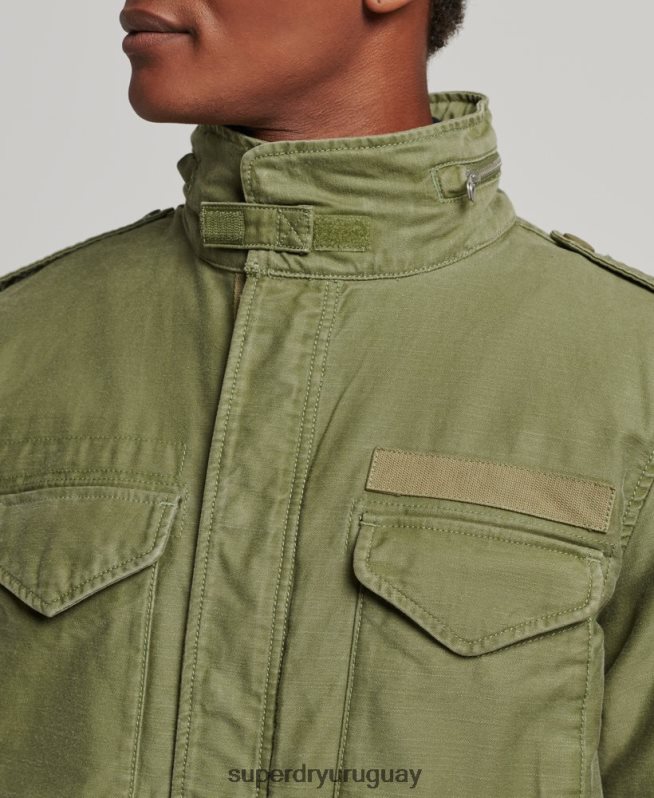 uy Superdry hombres chaqueta militar con forro de borreguito de campo m65 caqui DT2N8Z4689 ropa