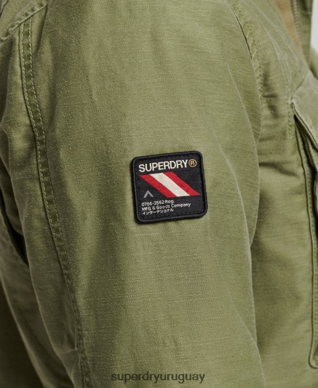 uy Superdry hombres chaqueta militar con forro de borreguito de campo m65 caqui DT2N8Z4689 ropa