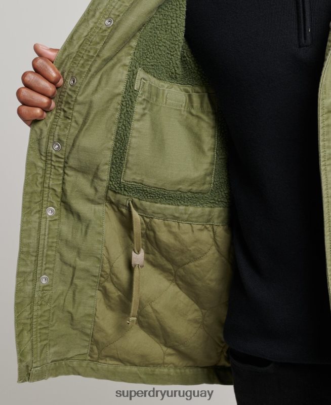 uy Superdry hombres chaqueta militar con forro de borreguito de campo m65 caqui DT2N8Z4689 ropa