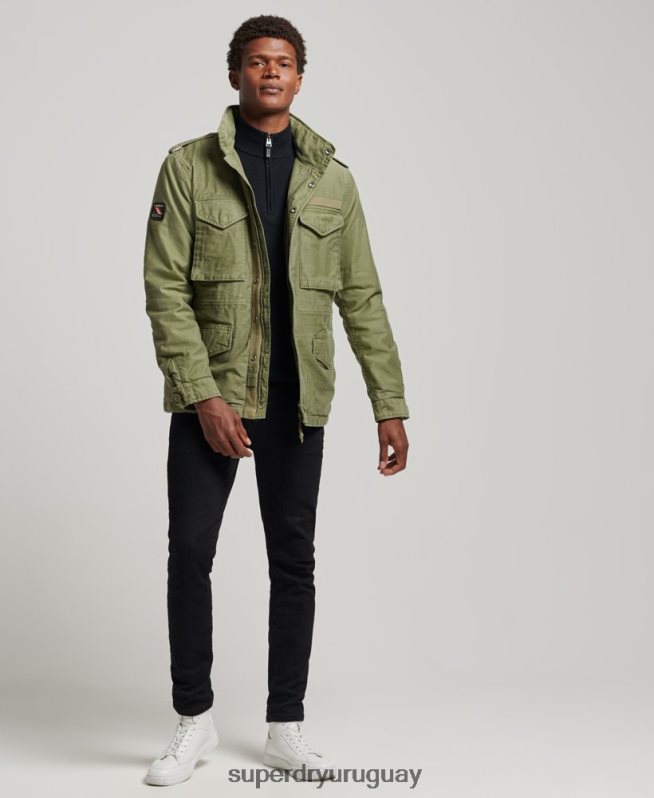 uy Superdry hombres chaqueta militar con forro de borreguito de campo m65 caqui DT2N8Z4689 ropa