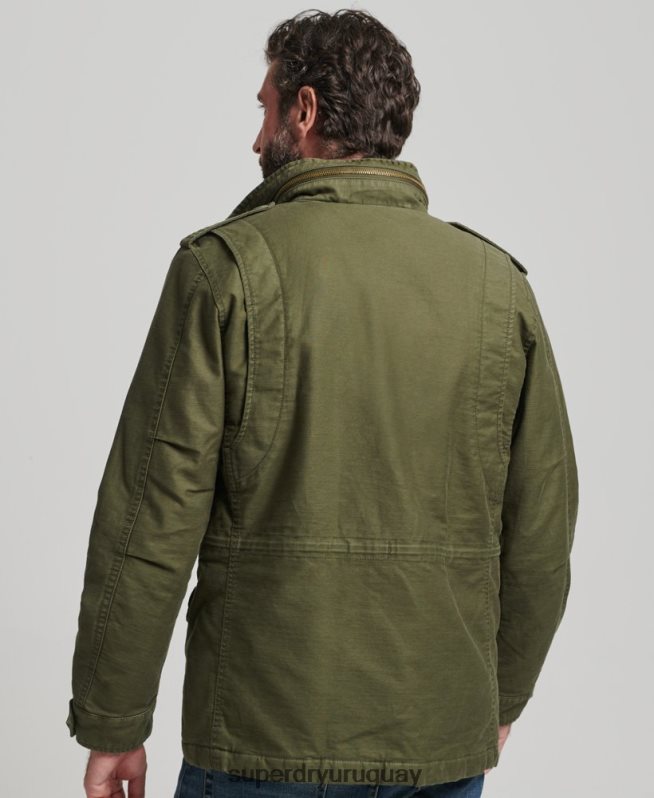 uy Superdry hombres chaqueta militar con forro de borreguito de campo m65 caqui DT2N8Z915 ropa