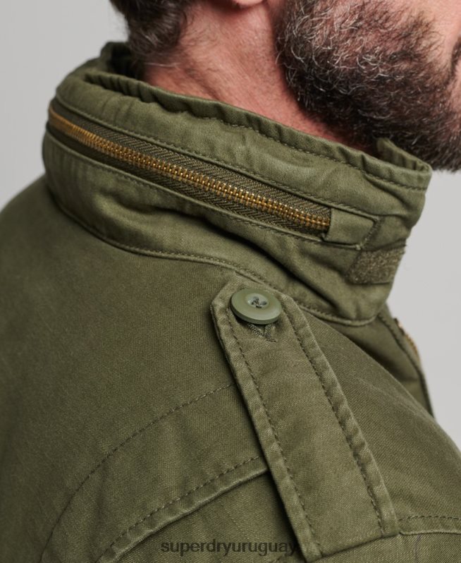 uy Superdry hombres chaqueta militar con forro de borreguito de campo m65 caqui DT2N8Z915 ropa