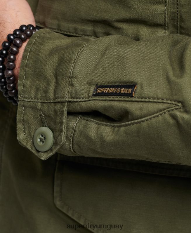 uy Superdry hombres chaqueta militar con forro de borreguito de campo m65 caqui DT2N8Z915 ropa