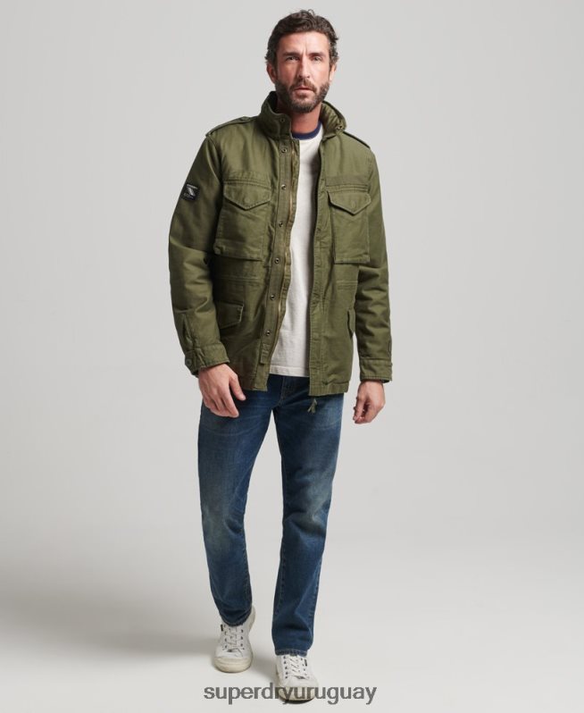uy Superdry hombres chaqueta militar con forro de borreguito de campo m65 caqui DT2N8Z915 ropa