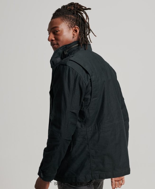 uy Superdry hombres chaqueta militar con forro de borreguito de campo m65 gris oscuro DT2N8Z4434 ropa