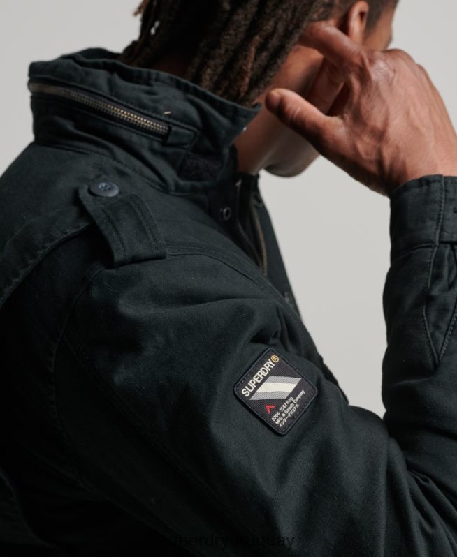 uy Superdry hombres chaqueta militar con forro de borreguito de campo m65 gris oscuro DT2N8Z4434 ropa