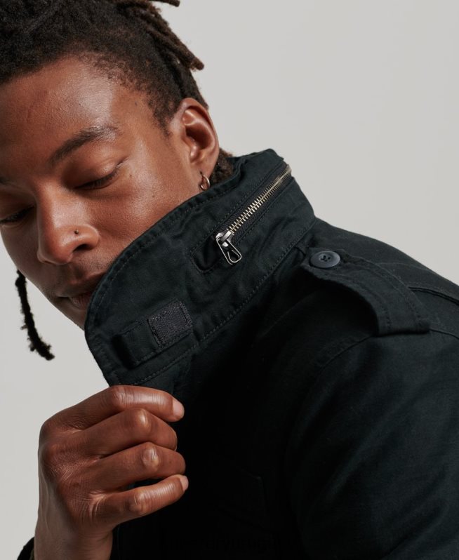 uy Superdry hombres chaqueta militar con forro de borreguito de campo m65 gris oscuro DT2N8Z4434 ropa