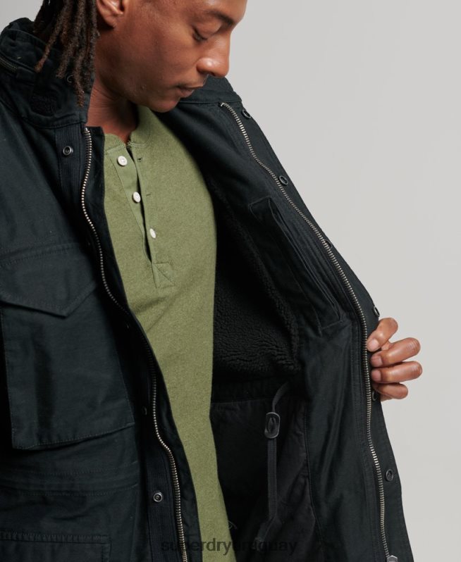 uy Superdry hombres chaqueta militar con forro de borreguito de campo m65 gris oscuro DT2N8Z4434 ropa