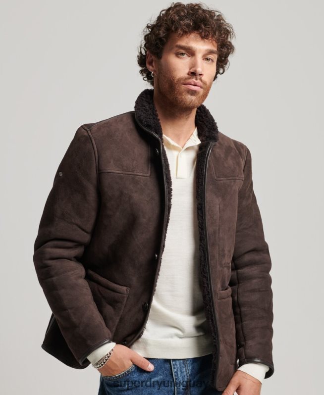 uy Superdry hombres chaqueta náutica de borrego marrón DT2N8Z4743 ropa