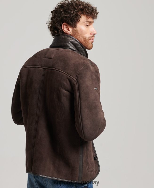 uy Superdry hombres chaqueta náutica de borrego marrón DT2N8Z4743 ropa