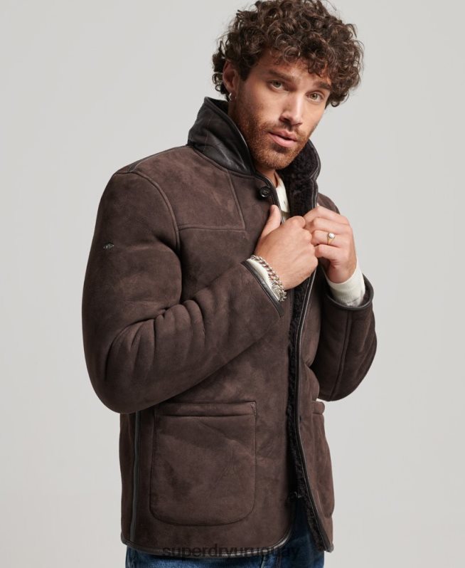 uy Superdry hombres chaqueta náutica de borrego marrón DT2N8Z4743 ropa