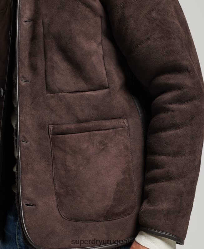 uy Superdry hombres chaqueta náutica de borrego marrón DT2N8Z4743 ropa